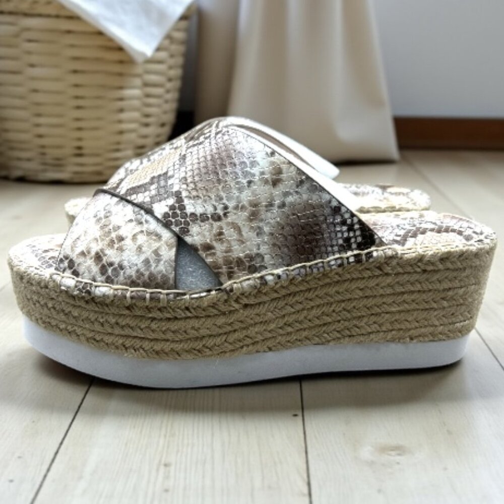 CHARLES DAVID SANTANA ESPADRILLE WEDGE SLIP-ON SNAKE PLATFORM SANDAL- SIZE 9.5 M